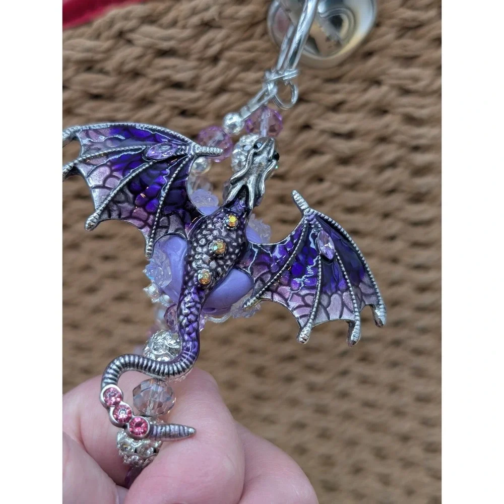 Purple Dragon Purse Or Phone Charm Beaded Handbag Accessory Jewelry Charm NEW